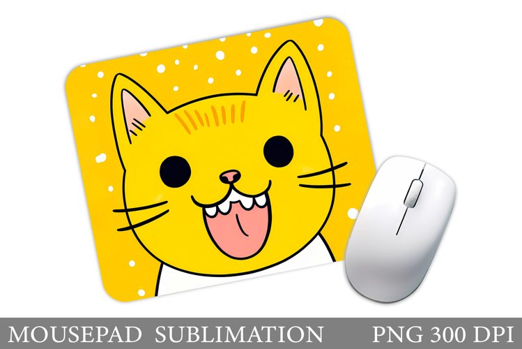 Cute Cat Mouse Pad Sublimation. Cute Cat Sublimation example image 1