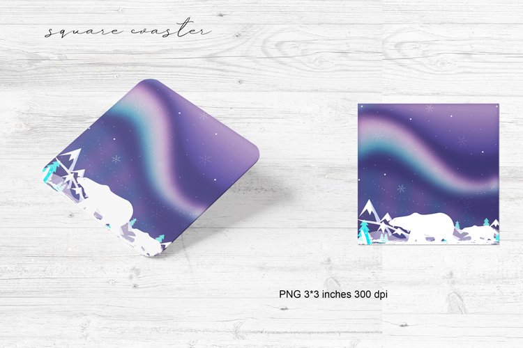 Winter Nordic Square Coaster PNG. Christmas Coaster. example image 1