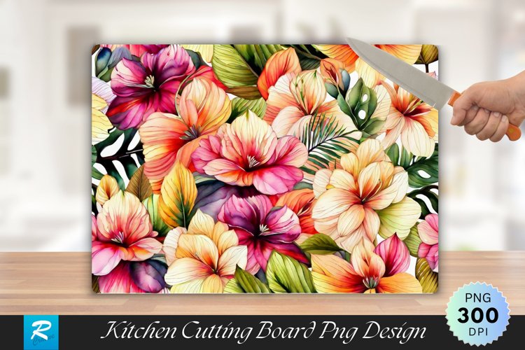 Watercolor Floral Cutting Board Sublimation Design