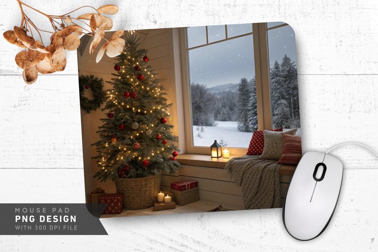 Cozy Holiday Corner Mouse Pad PNG Design