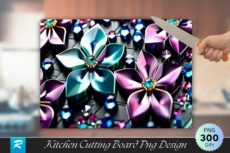 3D Flowers Cutting Board Sublimation Design