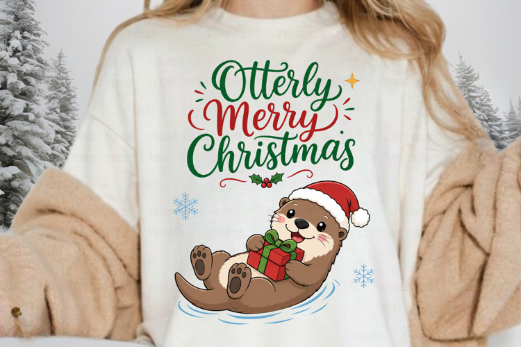 Cute Christmas Otter PNG,Otterly Merry Christmas Sublimation