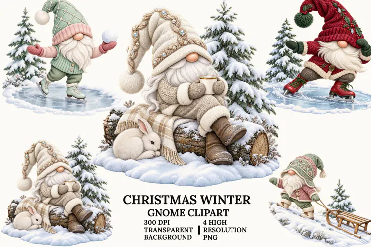 Christmas Tree Clipart with Bows, Ornaments and Star Topper