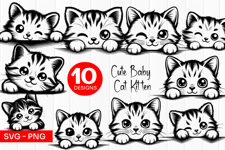 Cute Baby Kitten Clipart SVG PNG