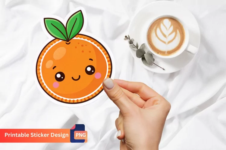 Cute orange Sticker, Adorable Orange Decal, Fruit Sticker