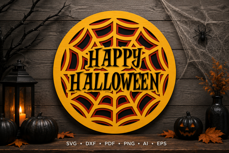 Halloween Round Sign Laser Cut SVG