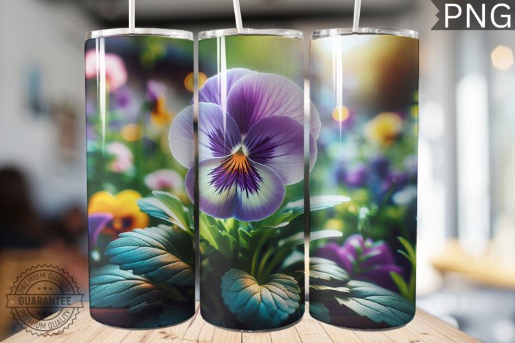 Pansy Flower Tumbler Wrap - Tumbler Design example image 1
