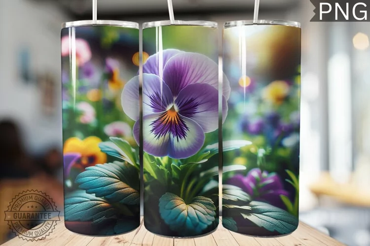 Pansy Flower Tumbler Wrap - Tumbler Design