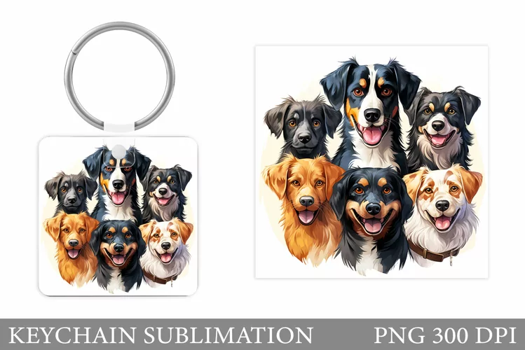 Cute Dog Keychain Design. Funny Dog Keychain Sublimation