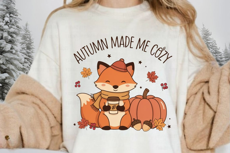 Autumn Made Me Cozy PNG Sublimation Design - Cute Fall Fox