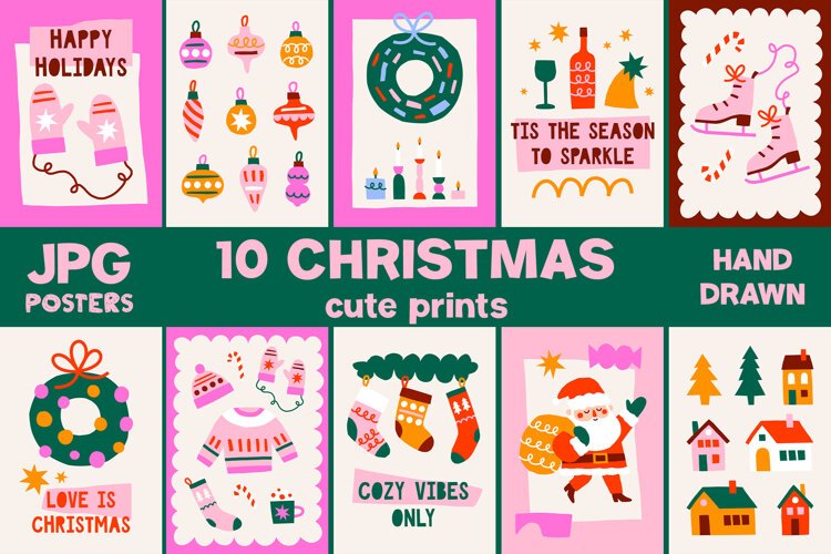 Hand Drawn Cute Christmas Holiday Prints example image 1