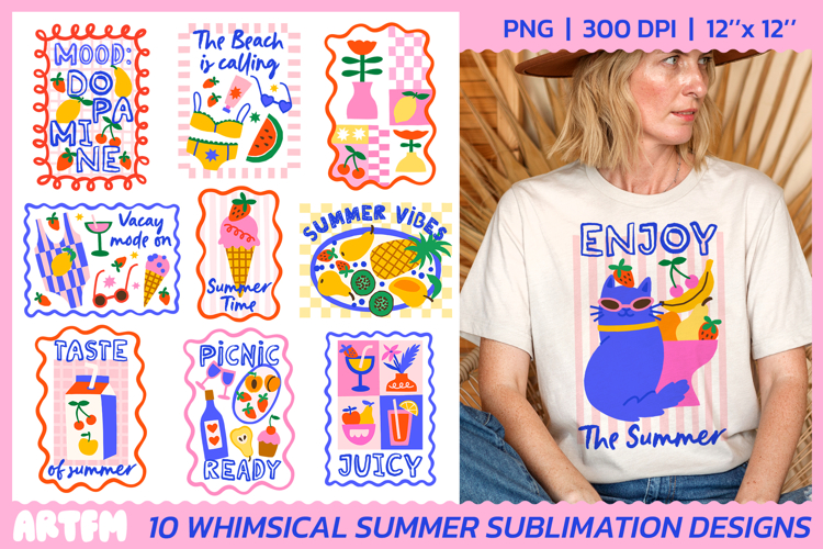 Whimsy Summer Sublimation Bundle | Retro Summer DTF Prints
