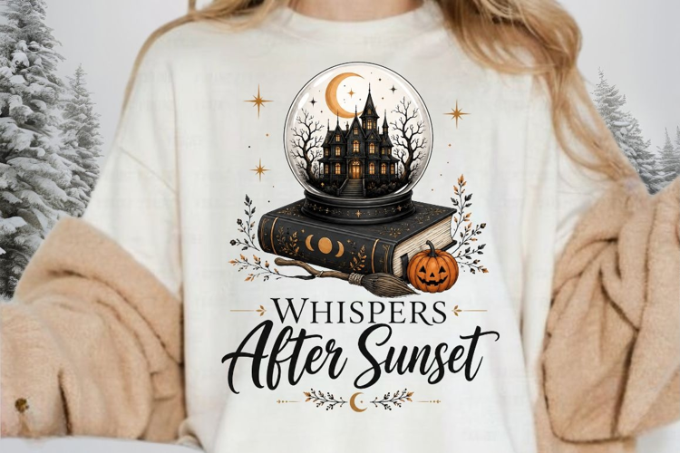 Whispers After Sunset PNG Sublimation Design - Haunted House