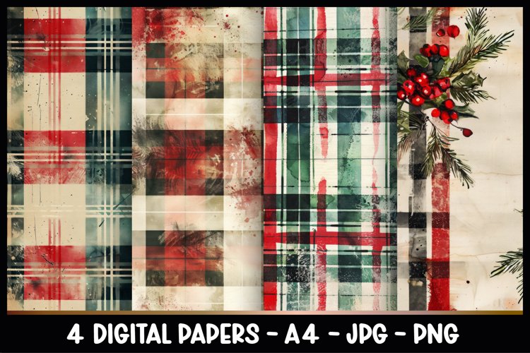 4 Christmas Digital Papers I Christmas Junk Journal Pages