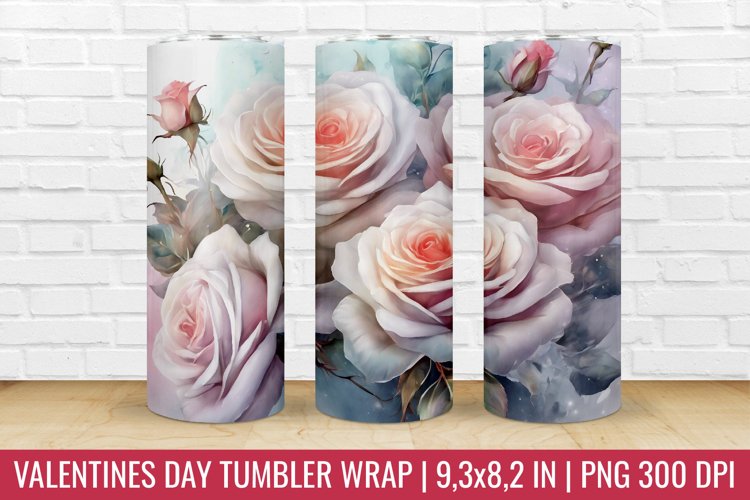 Roses Flower Tumbler Wrap | Tumbler Sublimation Design example image 1