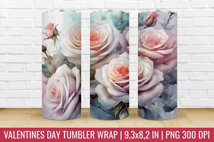 Roses Flower Tumbler Wrap | Tumbler Sublimation Design