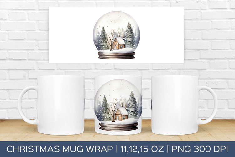 Christmas Snowglobe Mug Wrap | Christmas Sublimation Design example image 1