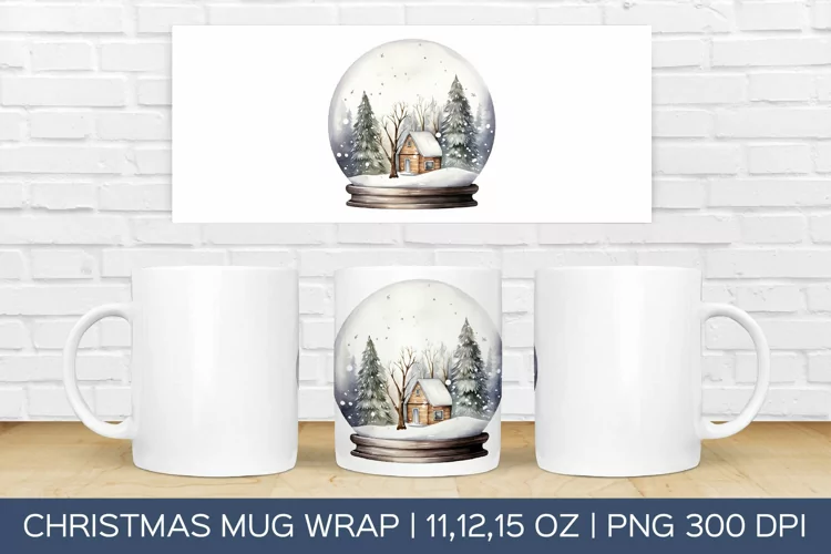 Christmas Snowglobe Mug Wrap | Christmas Sublimation Design