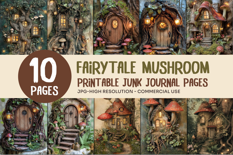 Fairytale Mushroom Junk Journal Pages