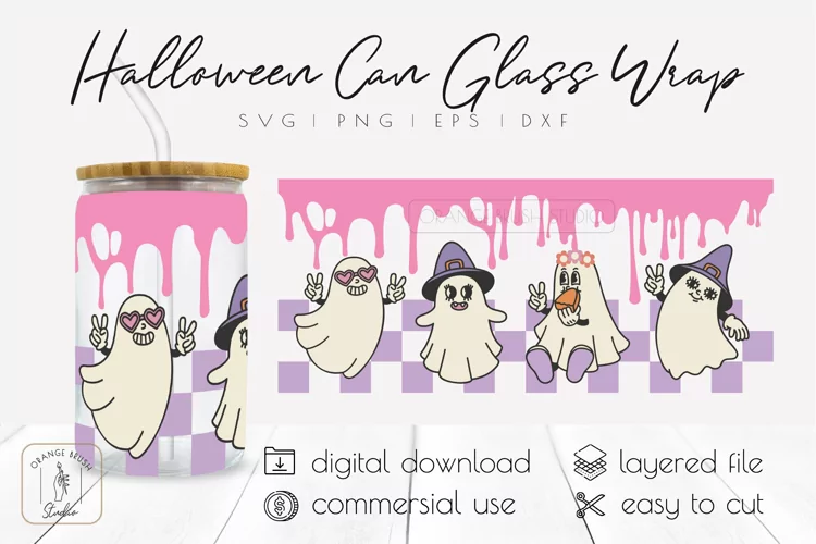Halloween Libbey Can Glass Wrap Halloween Beer Can Glass SVG