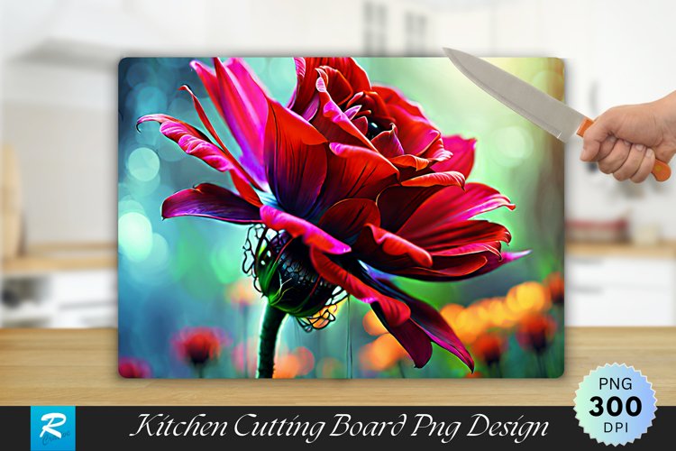 Flower Cutting Board Sublimation Design example image 1