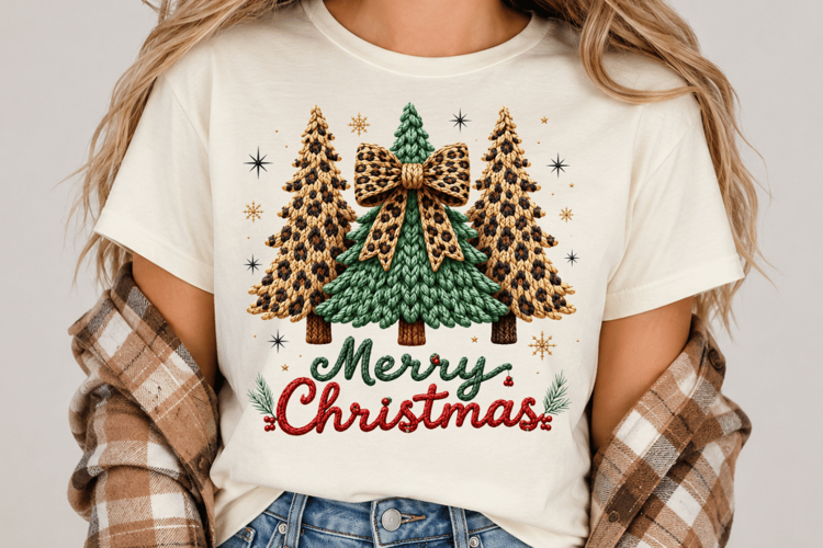Merry Christmas PNG, Leopard Christmas Tree Sublimation