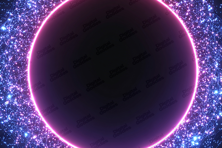 Neon Glow Circle Frame Futuristic Light Border Background