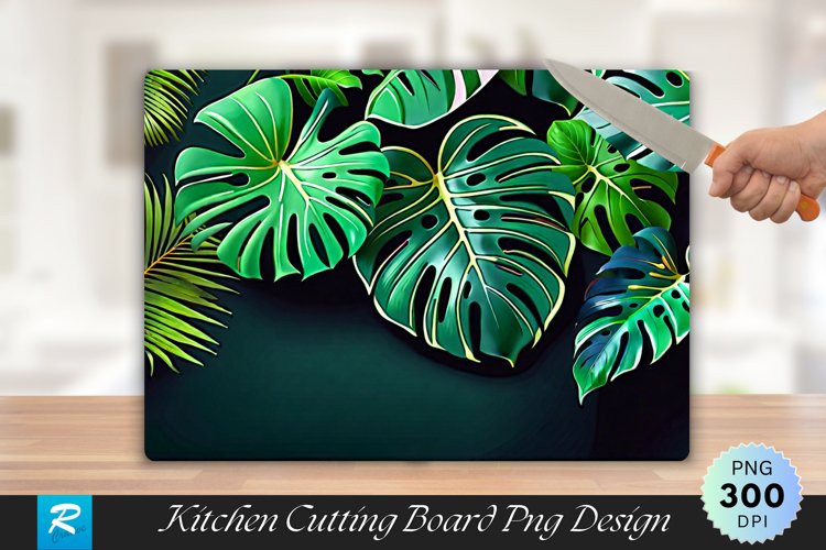 Monstera Deliciosa Cutting Board Sublimation Design