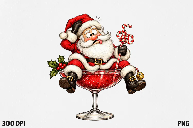 Funny Christmas Cocktail Clipart