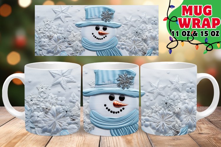 Snowman Christmas 3D Embroidered Harmony 15oz Mug Wrap example image 1