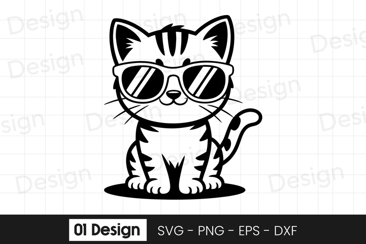 Cool Kitten Sunglasses Sitting SVG PNG