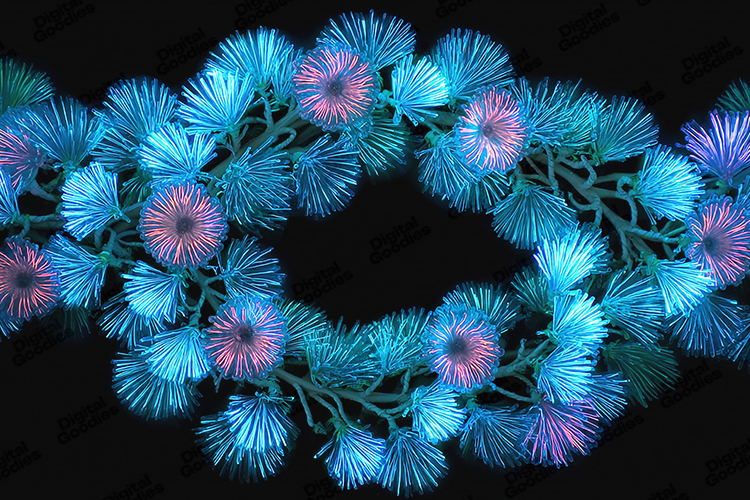Neon Christmas Garland Background Glowing Blue Pink Festive