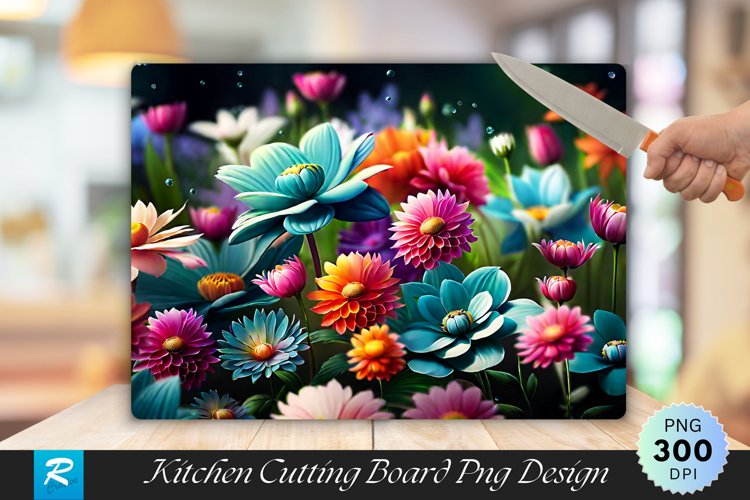 Beautiful Flowers Bloom Cutting Board Sublimation Design