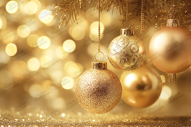 Golden Christmas Ornaments Background Elegant Festive