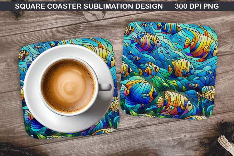 Fish Coaster Sublimation, Summer Coaster PNG Design