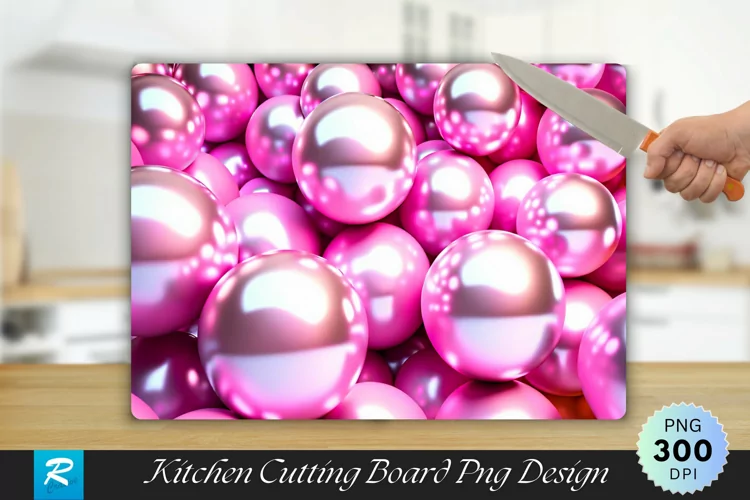 3D Pink Balls Cutting Board Sublimation Design
