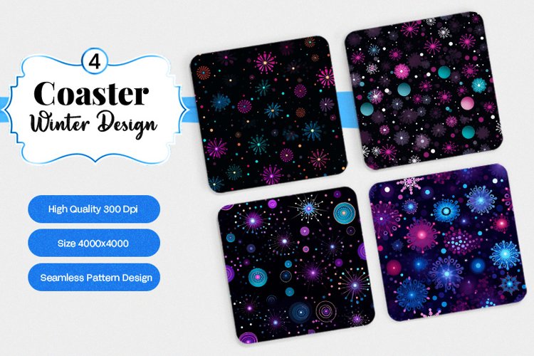 Square Coaster winter snow Sublimation example image 1