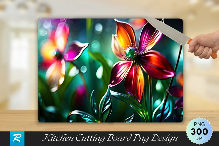 Glass Wall Flowers Art Cutting Board Sublimation Design