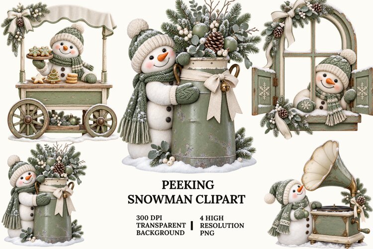 Little Christmas Gnome Clipart with Gifts, Treats and Snow example image 1