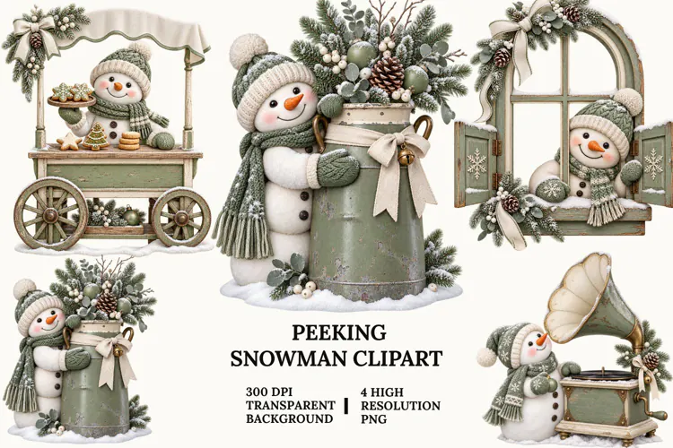 Little Christmas Gnome Clipart with Gifts, Treats and Snow