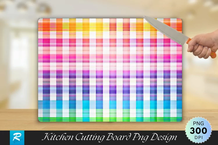 Colorful Plaid Cutting Board Sublimation Design