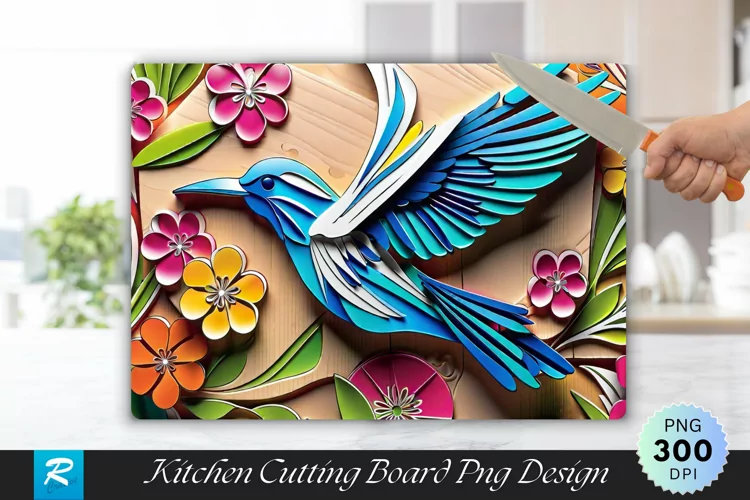 3D Bird Cutting Board Sublimation Design
