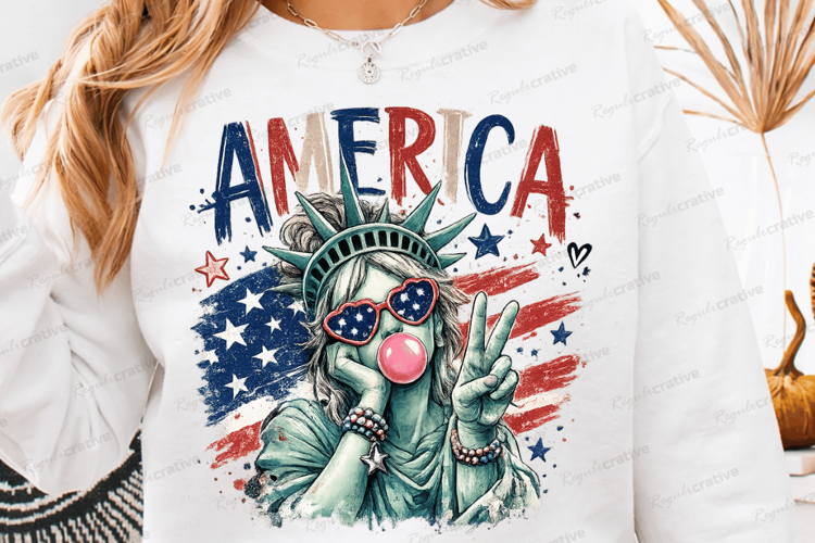 America Statue of Liberty PNG Patriotic Fourth of July Bubbl