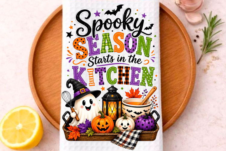 Halloween Kitchen Towel PNG, Funny Halloween PNG,