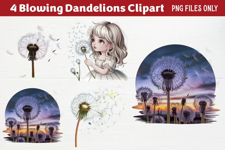 Blowing Dandelions Clipart PNG