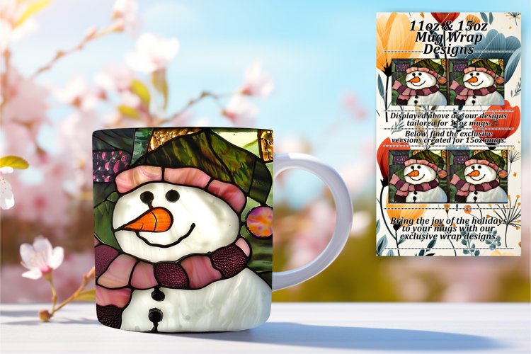 Winter 3D Snowman Wrap for Tumblers 11oz 15oz