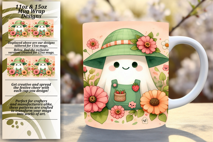 Warm 11oz Mug Wrap Png Artwork , Cute Ghost