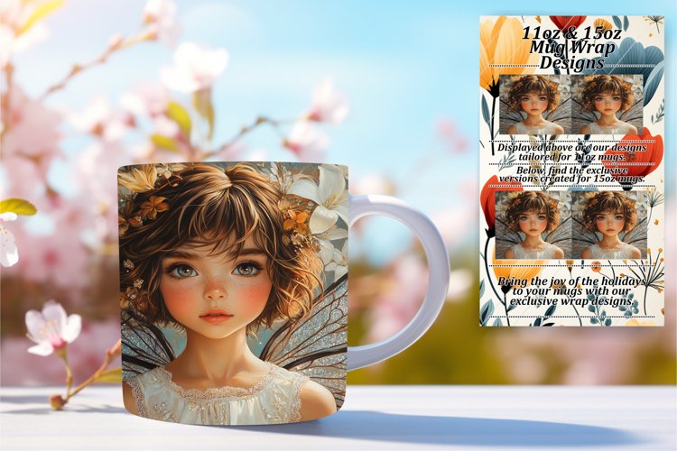 Serene 11oz Mug Wrap Png Design , Fairy