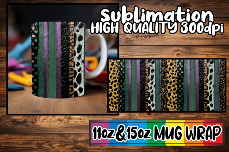 Vibrant 3D Leopard Print Mug Wrap Designs