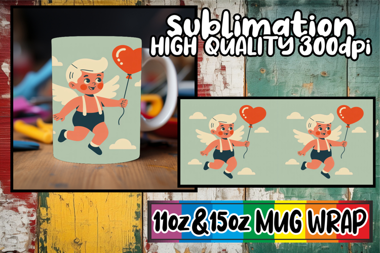 Peaceful moments 11oz 15oz mug wrap, Cupid